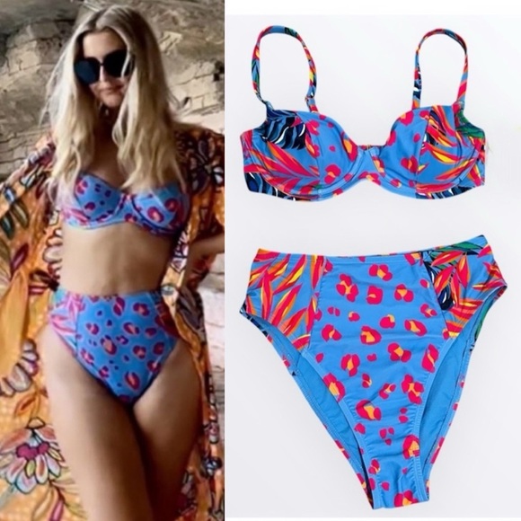 TABITHA BROWN x Target Tropical Leopard Print High Cut Bikini Set NWT Sz. S / M - Picture 1 of 15